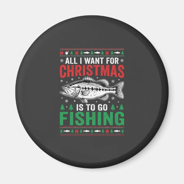 Weihnachtsangeln Bass hässlicher Pullover Magnet (Vorne)