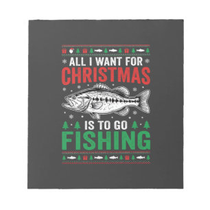 Weihnachtsangeln Bass hässlicher Pullover Notizblock