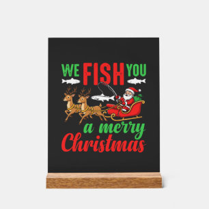 Weihnachtsangeln Frohe Fische Ihnen Acrylschild