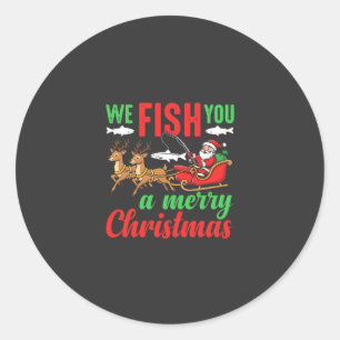 Weihnachtsangeln Frohe Fische Ihnen Runder Aufkleber