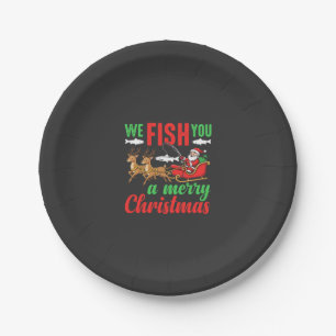 Weihnachtsangeln Fröhlicher Fisch Ihnen Pappteller