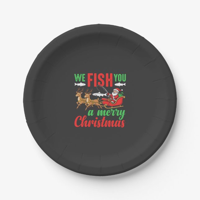 Weihnachtsangeln Fröhlicher Fisch Ihnen Pappteller (Vorderseite)