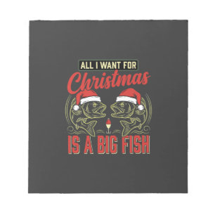 Weihnachtsangeln Großer Fisch Feiertag Notizblock