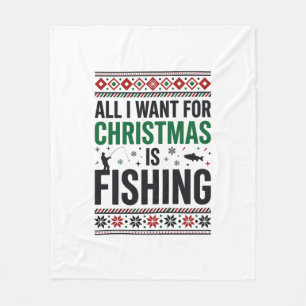 Weihnachtsangeln hässliches Sweatshirt-Design Fleecedecke
