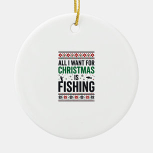 Weihnachtsangeln hässliches Sweatshirt-Design Keramik Ornament