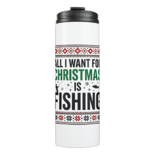 Weihnachtsangeln hässliches Sweatshirt-Design Thermosbecher