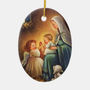 WeihnachtsAngeln & Mary mit dem Baby Jesus Keramik Ornament