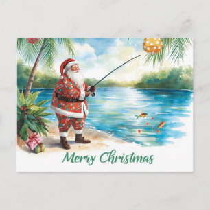 Weihnachtsangeln mit dem Weihnachtsmann  Feiertagspostkarte