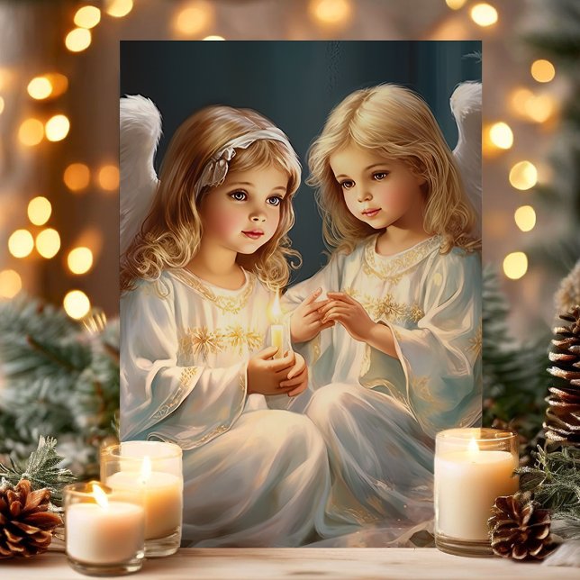 WeihnachtsAngeln mit Kerze Feiertagskarte (Von Creator hochgeladen)