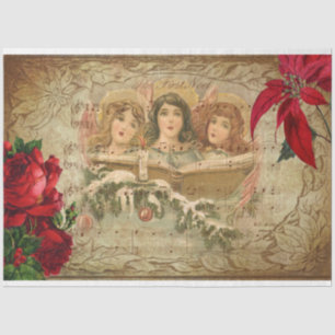WeihnachtsAngeln mit Rose & Poinsettias Seidenpapier
