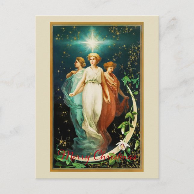 WeihnachtsAngeln mit Star Postkarte (Vorderseite)