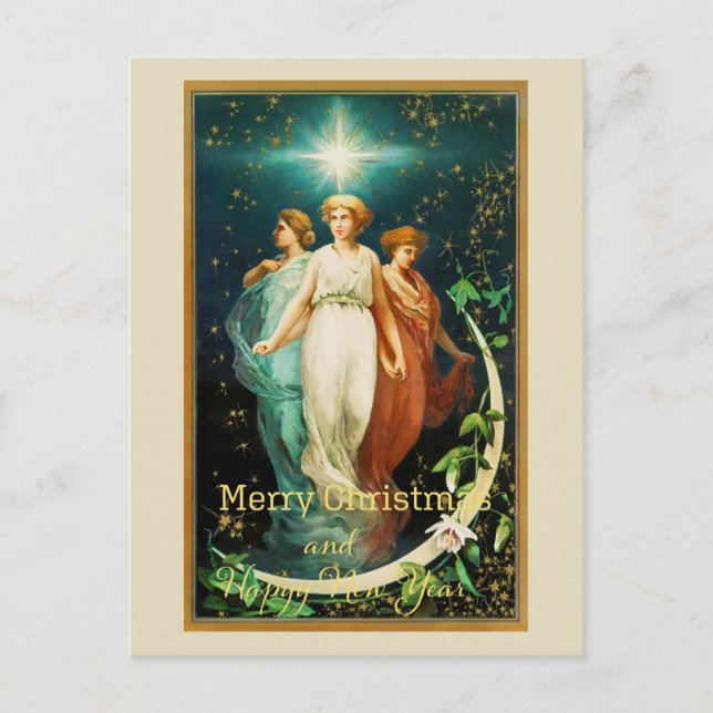 WeihnachtsAngeln mit Star Postkarte (Vorderseite)