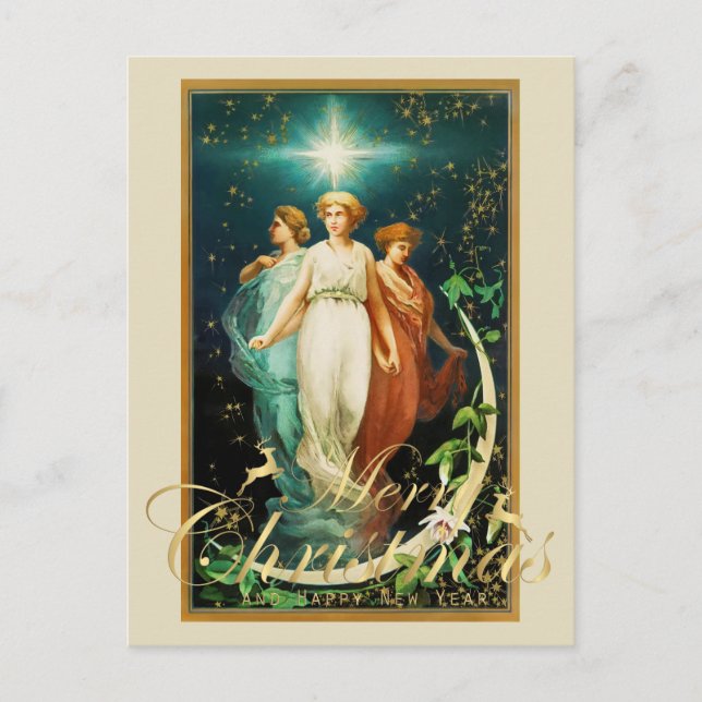 WeihnachtsAngeln mit Star Postkarte (Vorderseite)