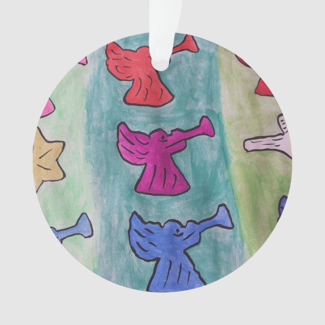 WeihnachtsAngeln mit Trompeten Akrylus Ornament (Vorderseite)