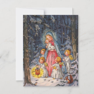WeihnachtsAngeln schauen über den Jungen Jesus Feiertagskarte