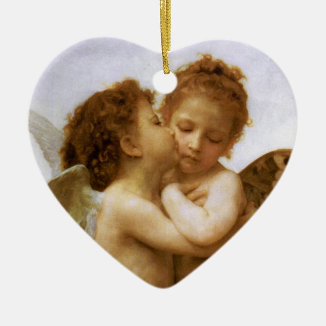WeihnachtsAngels Kiss, Bouguereau Keramikornament (Vorne)