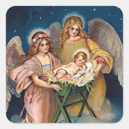 "WeihnachtsAngels" Krippe Quadratischer Aufkleber