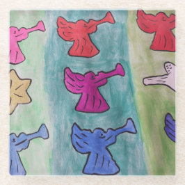 WeihnachtsAngels mit Trumpets Glasuntersetzer