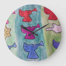 WeihnachtsAngels mit Trumpets Große Wanduhr