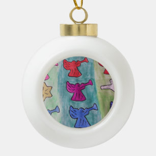 WeihnachtsAngels mit Trumpets Keramik Kugel-Ornament