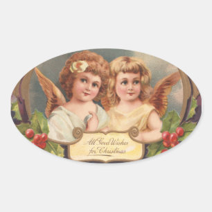 WeihnachtsAngels Ovaler Aufkleber