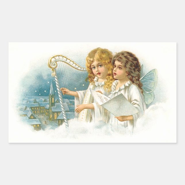 WeihnachtsAngels singen Rechteckiger Aufkleber (Vorderseite)