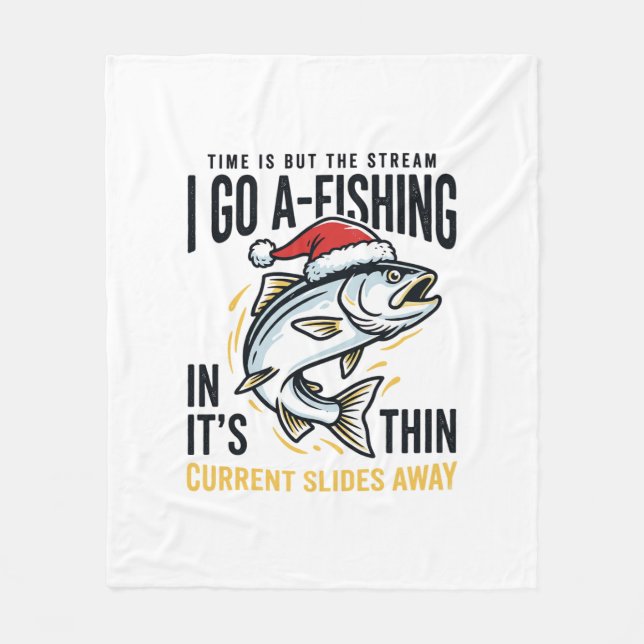 Weihnachtsangler-Stream-Zitat-Design Fleecedecke (Vorderseite)