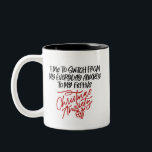 Weihnachtsangst Zweifarbige Tasse<br><div class="desc">Diese Wintermonate können definitiv einen Tribut von der einzigen Psyche fordern,  nicht wahr? Zeit,  um festlich darüber zu werden. Die Tasse wird mit "Zeit,  von meiner Alltagsängstlichkeit zu meiner Weihnachtsangst zu wechseln" mit einigen Geschenken unter sich behandelt. Die Rückseite hat ein kleines,  koordinierendes Design mit "Dies ist die Saison".</div>