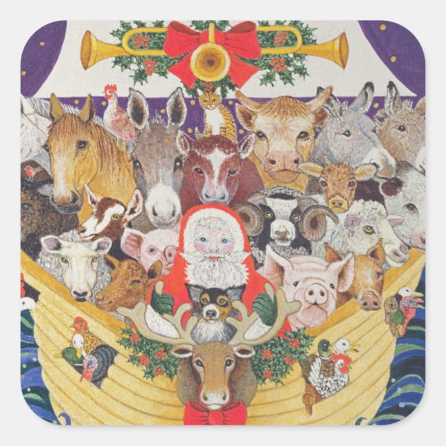 Weihnachtsankunft Quadratischer Aufkleber (Vorderseite)