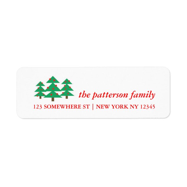 Weihnachtsanschrift Label Weihnachtsbaumen (Vorne)