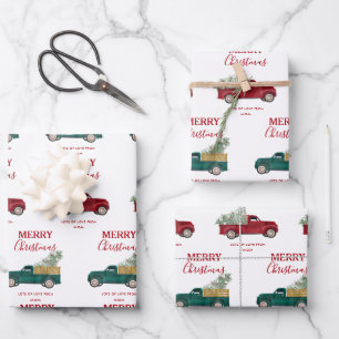 Weihnachtsantiker Lieferwagen Truck Xmas Baum Cust Geschenkpapier Set
