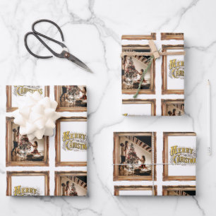 Weihnachtsantikes Foto Geschenkpapier Set
