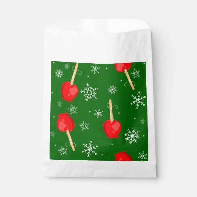 Weihnachtsäpfel mit rotem Bonbons grün Geschenktütchen (Vorderseite)
