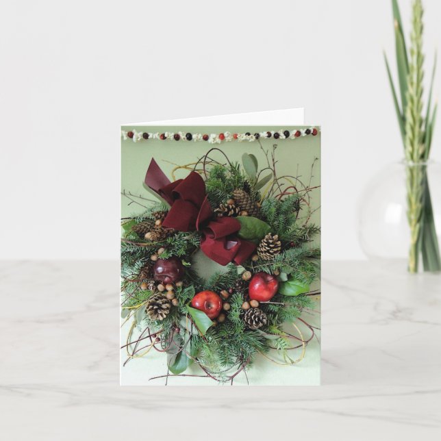 Weihnachtsapfelkranz  feiertagskarte (Vorderseite)