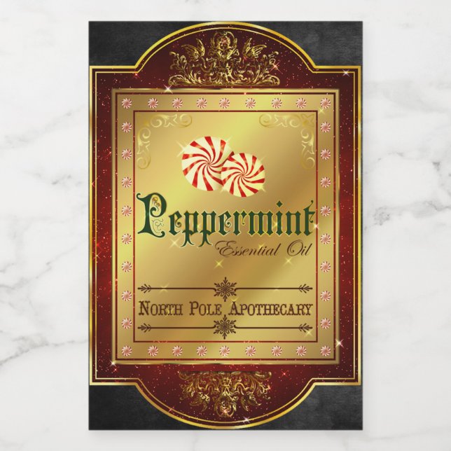 Weihnachtsapothecary Peppermint Label Lebensmitteletikett (Einzelnes Label)