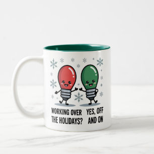 Weihnachtsarbeit an den Feiertagen Lustiger Weihna Zweifarbige Tasse
