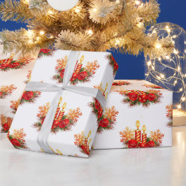 Weihnachtsarrangements mit Kerzen Geschenkpapier