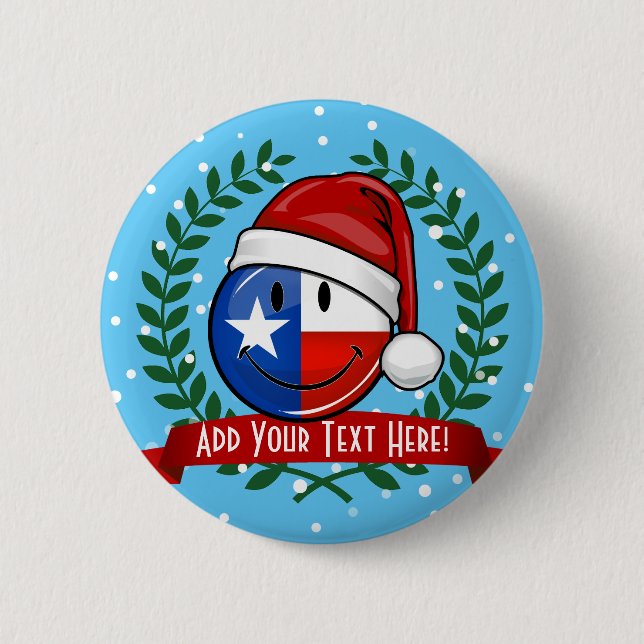 Weihnachtsart-lächelnde Texas-Flagge Button (Vorderseite)
