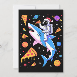 Weihnachtsastronaut Hai Pizza Weltraum Planeten Xm Einladung