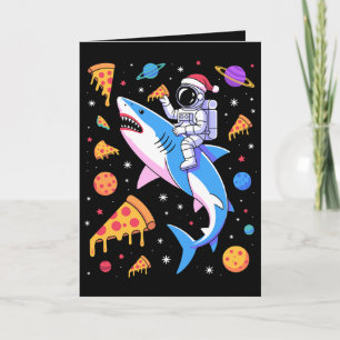 Weihnachtsastronaut Hai Pizza Weltraum Planeten Xm Karte