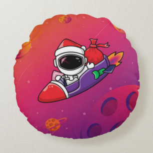 Weihnachtsastronauten Rundkissen Rundes Kissen