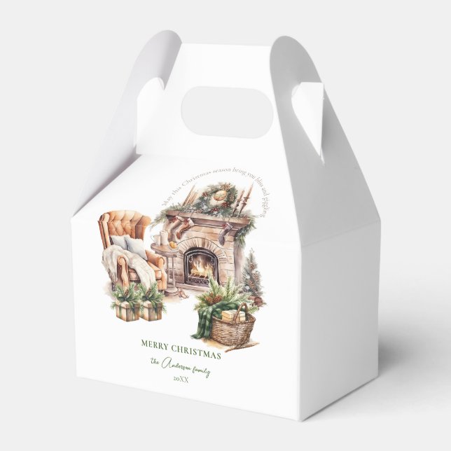 Weihnachtsatmosphäre in Aquarellen Personalisiert Geschenkschachtel (Vorderseite)