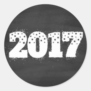 Weihnachtsaufkleber 2017 auf Kreidebrett Runder Aufkleber