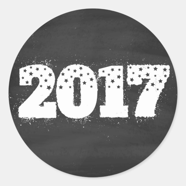 Weihnachtsaufkleber 2017 auf Kreidebrett Runder Aufkleber (Vorderseite)