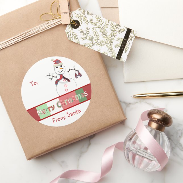 Weihnachtsaufkleber, aber Sie wählen Farbe Hinterg Runder Aufkleber (Schenken)