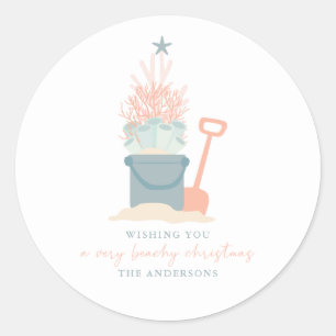 Weihnachtsaufkleber an der Küste Runder Aufkleber