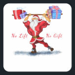 Weihnachtsaufkleber Bodybuilder Santa mit Geschenk Quadratischer Aufkleber<br><div class="desc">Bodybuilder Santa Claus mit Weihnachtsgeschenken - Fun Cartoon Gemälde Funny Collection - Wählen / Fügen Sie Ihren einzigartigen Text / Name / Farbe - Make Your Special Gift - Neu formatieren und verschieben oder entfernen und hinzufügen / Elemente / Text mit Anpassungs-Tool ! Malerei und Design von MIGNED. Bitte schauen...</div>