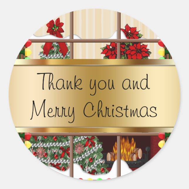 Weihnachtsaufkleber Danke Runder Aufkleber (Vorderseite)