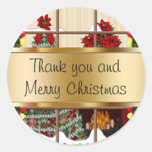 Weihnachtsaufkleber Danke Runder Aufkleber