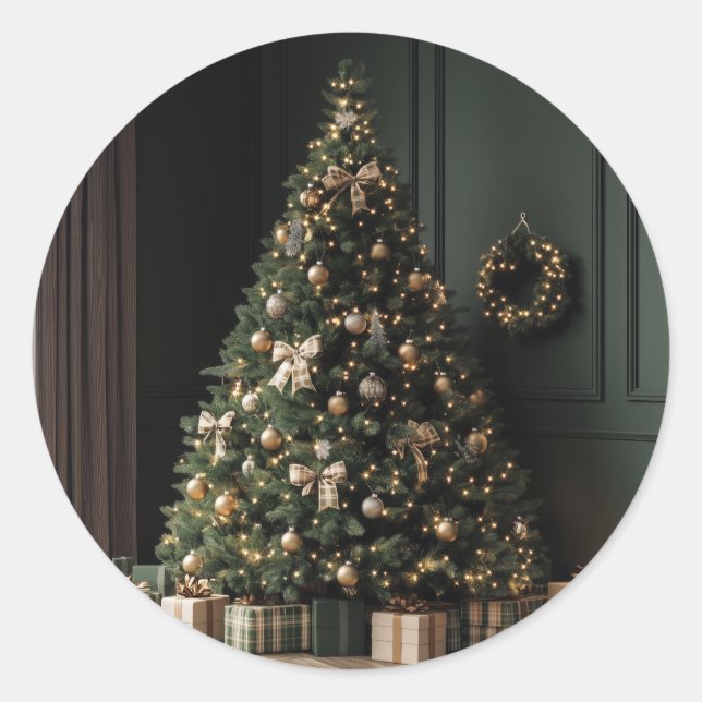 Weihnachtsaufkleber - Feierliche Etiketten & Feier Runder Aufkleber (Vorderseite)